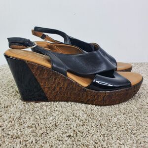 Naturalizer Payton Wedges Womens 10 Leather Open Toe Slingback Straps N5 Comfort